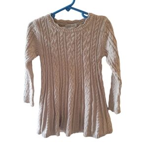 Rachel Zoe Taupe Cable Knit Sweater Dress Girls Size 2T